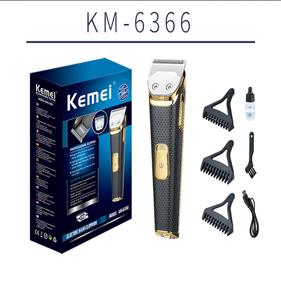 Kemei professional Anti-Slip stripe USB rechargeable engraving hair clipper #KM-6366