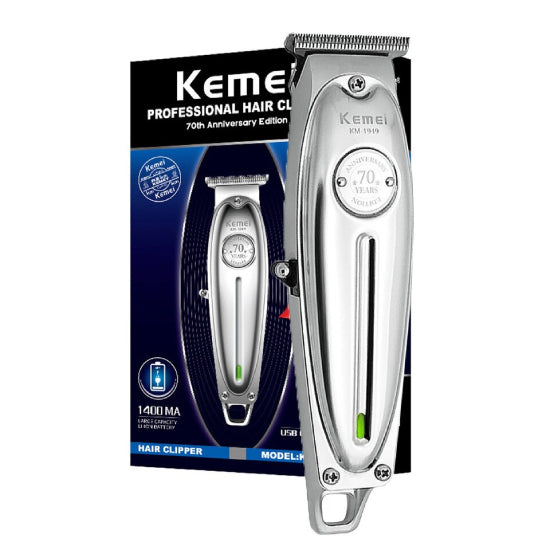 Kemei Professional Cordless Hair Clipper 0mm All Metal Body Baldheaded T Blade Barber Haircut Machine #1949