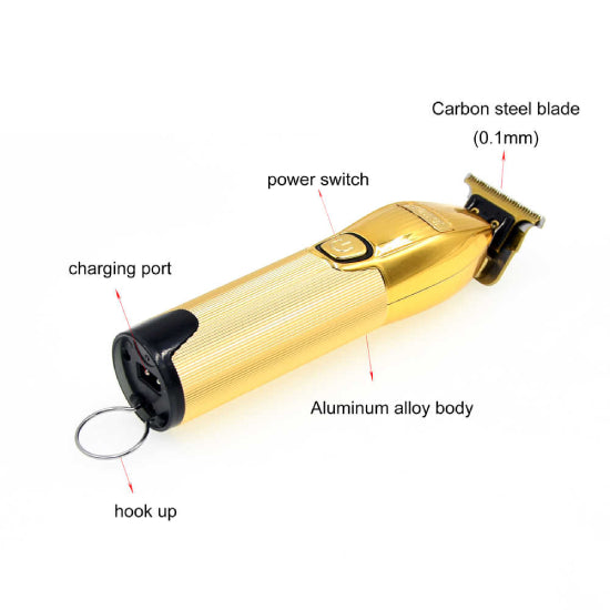 Kemei New Gold Cordless Electric Clipper 0.1mm T Blade Beard Trimmer Professional LCD Trimmers With Charging Base Hair Cutter #i32s