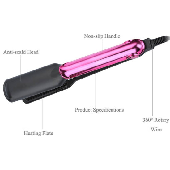 Kemei Tourmaline 2 In 1 Ceramic Coating Electric Corn Curler Hair Straightener Straight Iron Curling Styling Tools (Magenta) #KM-2113A