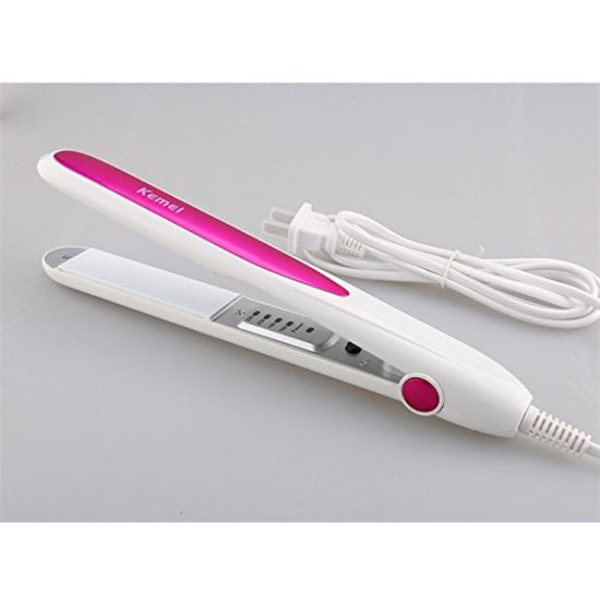 Kemei Professional Hair Straightener with Temperature AdjustMent (White) #KM-532