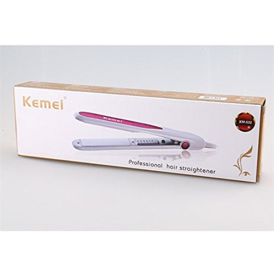 Kemei Professional Hair Straightener with Temperature AdjustMent (White) #KM-532