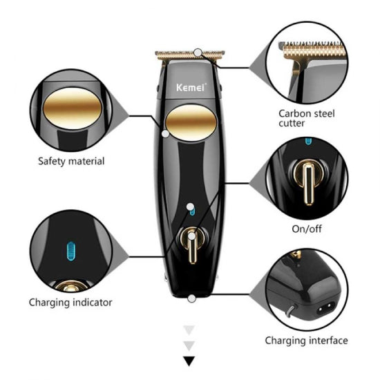 Kemei Electric Hair Clipper Carbon Steel Blade Fast Charging Low Noise Hair Shaver #KM-1835