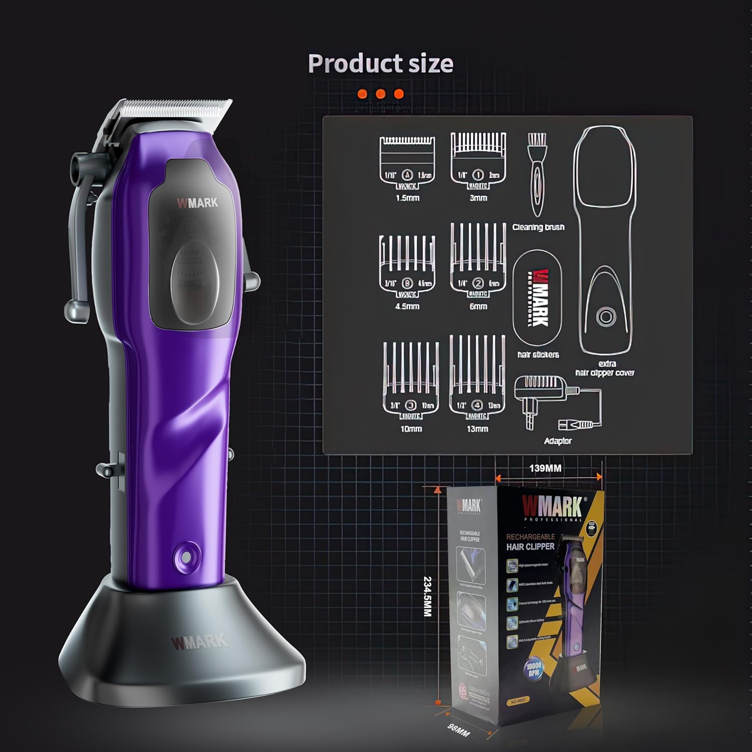 WMARK RECHARGEABLE HAIR CLIPPER NG-9003 SET