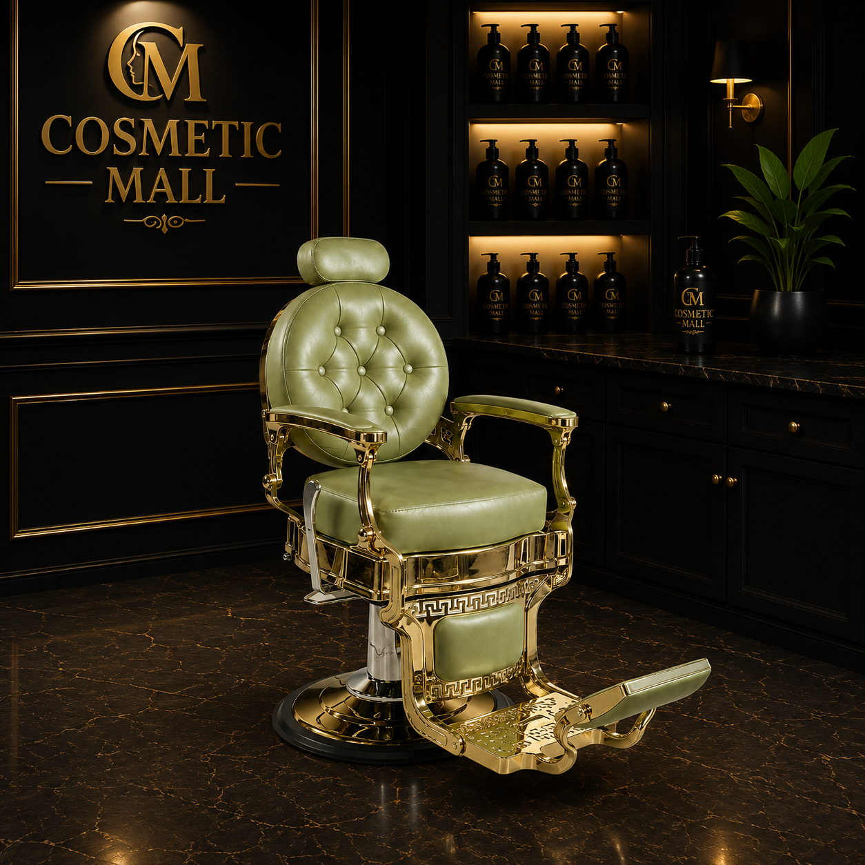 Luxury Barber Chair – Green &amp; Gold
