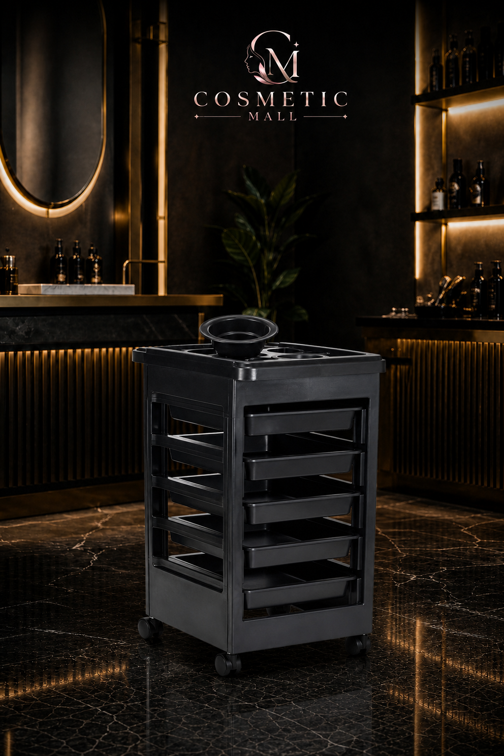 5 Layers Matte Black Salon Trolley