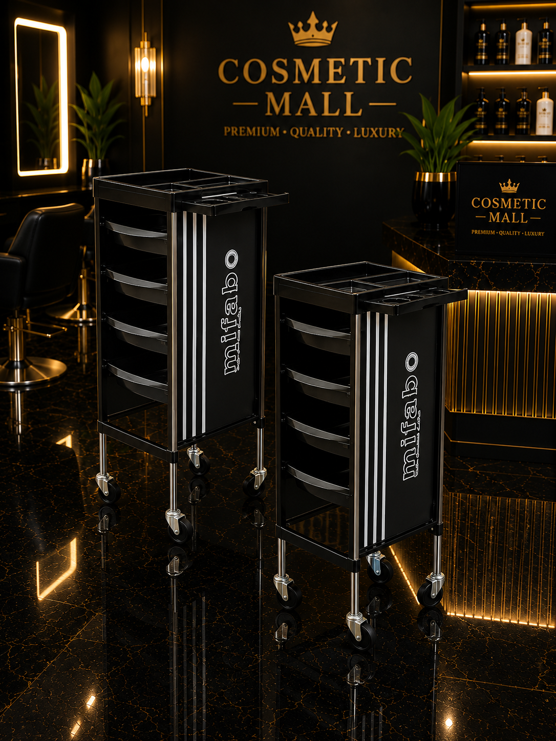 4 Layers Hair Division Trolley Black
