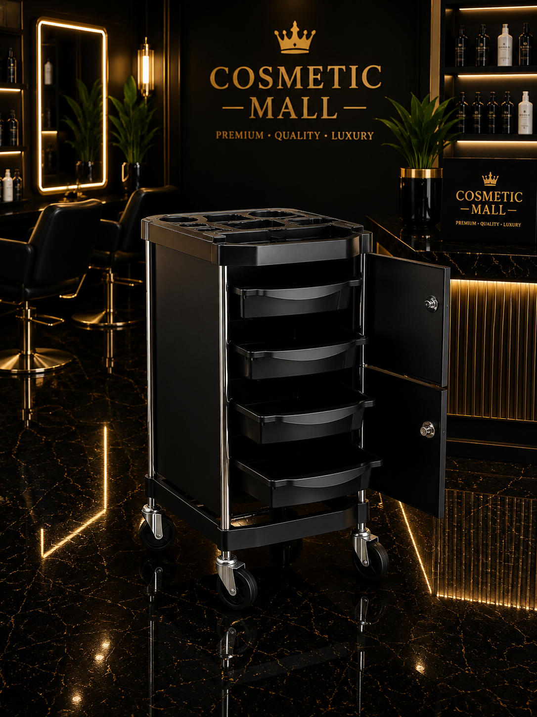 4 Layers Inside with Lockable Trolley Black