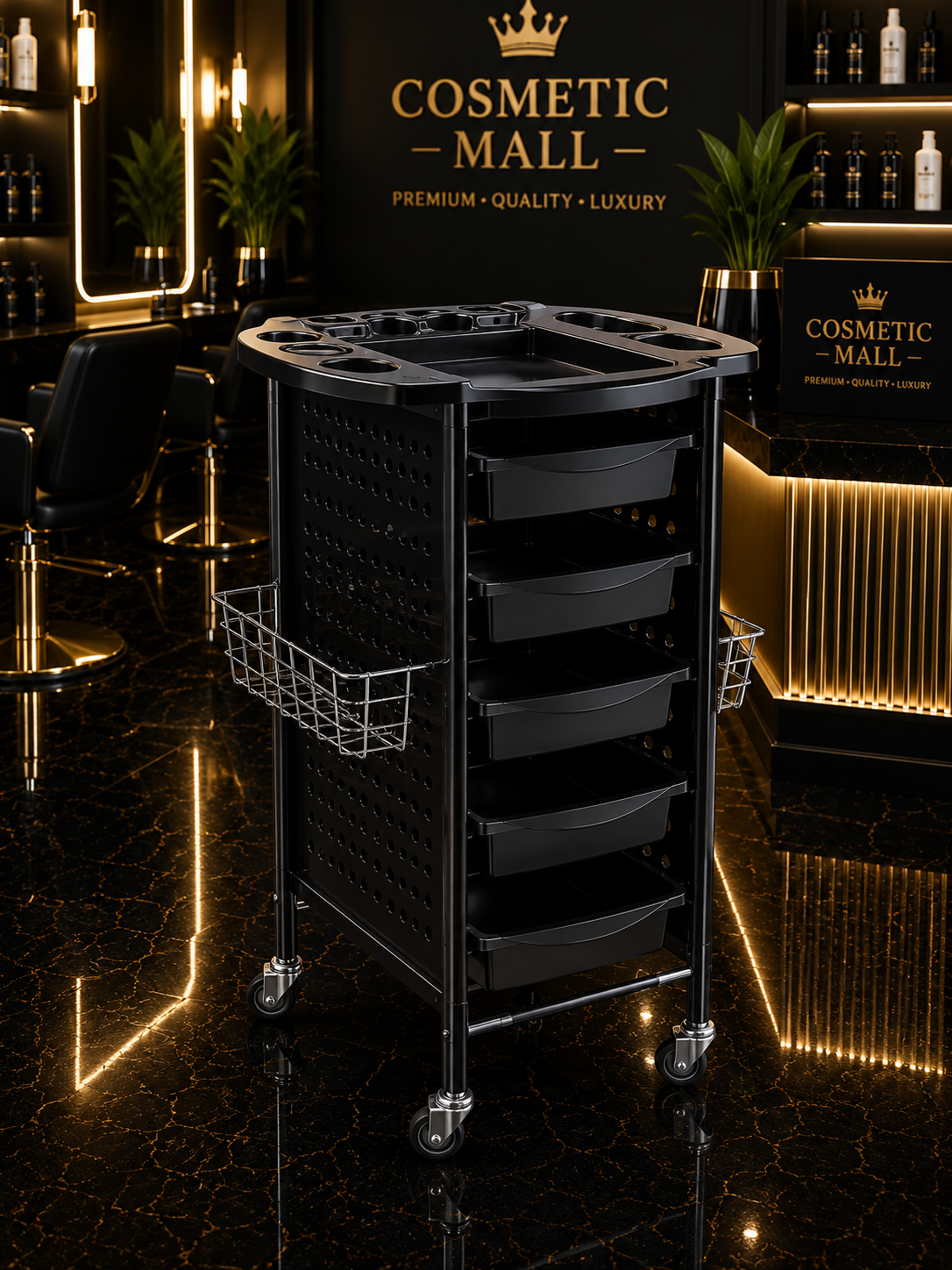 Hair Salon Trolley Steel Black