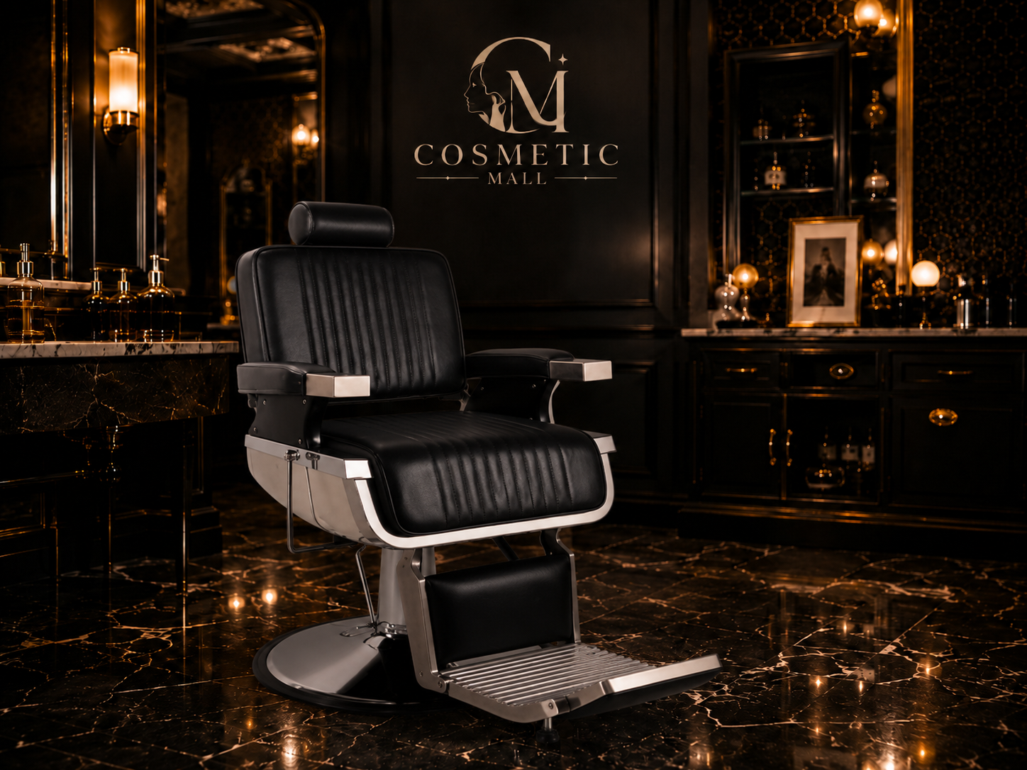 Perfect Active Professional Barber Chair Silver Black