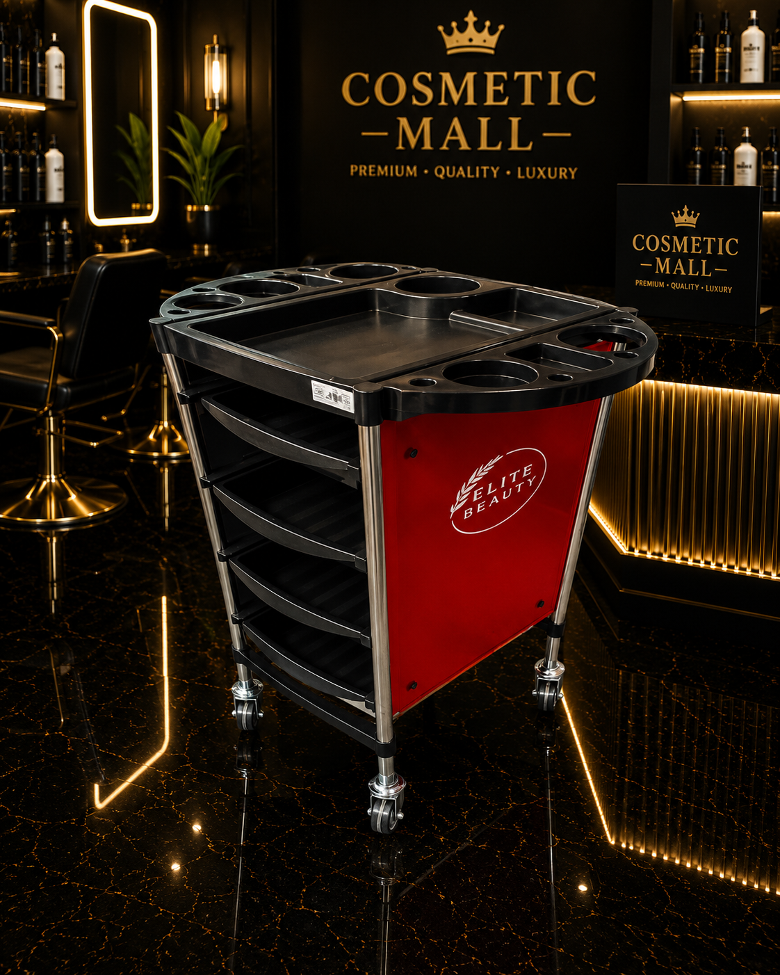 Elite Beauty Hair Division Trolley Red