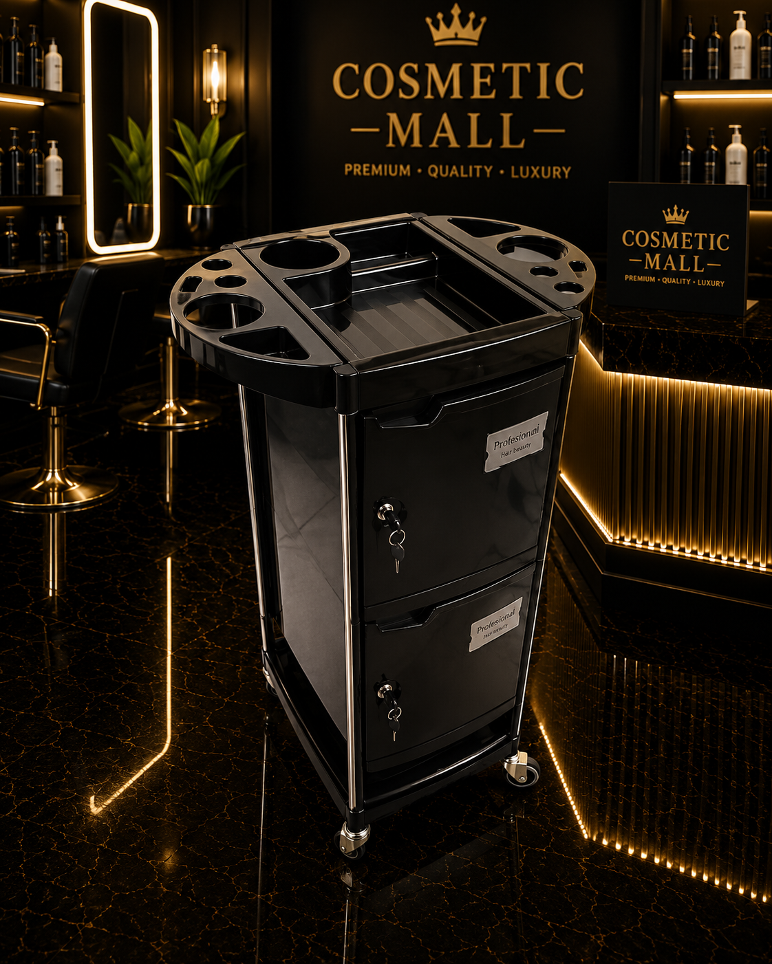 Professional Lockable Trolley Black