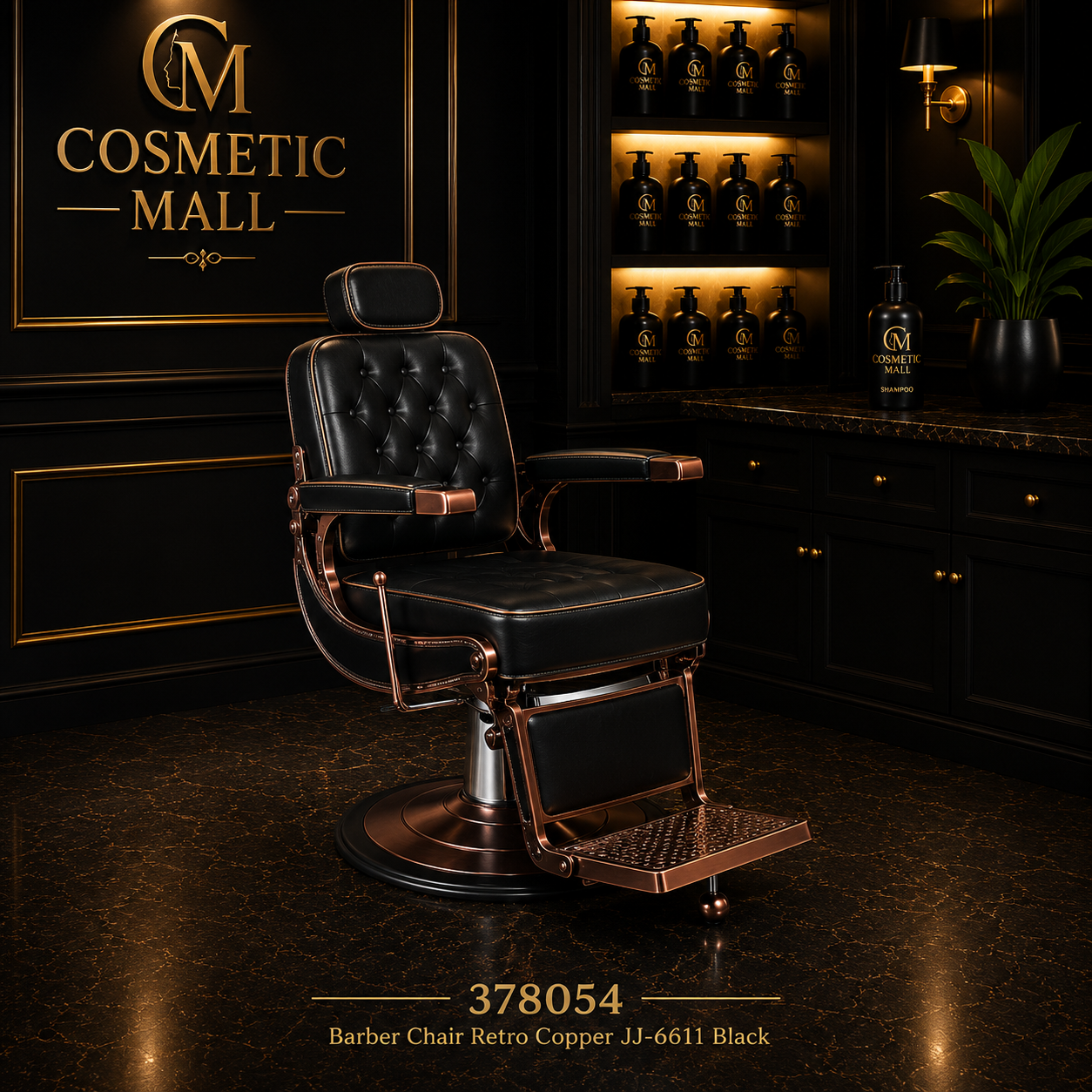378054 – Retro Copper Barber Chair JJ-6611 Black