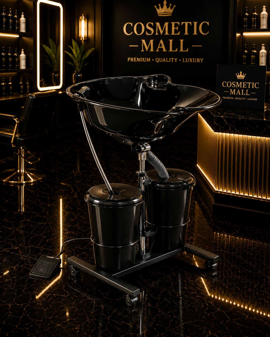 Portable Wash Basin Stand with 2 Backet Black