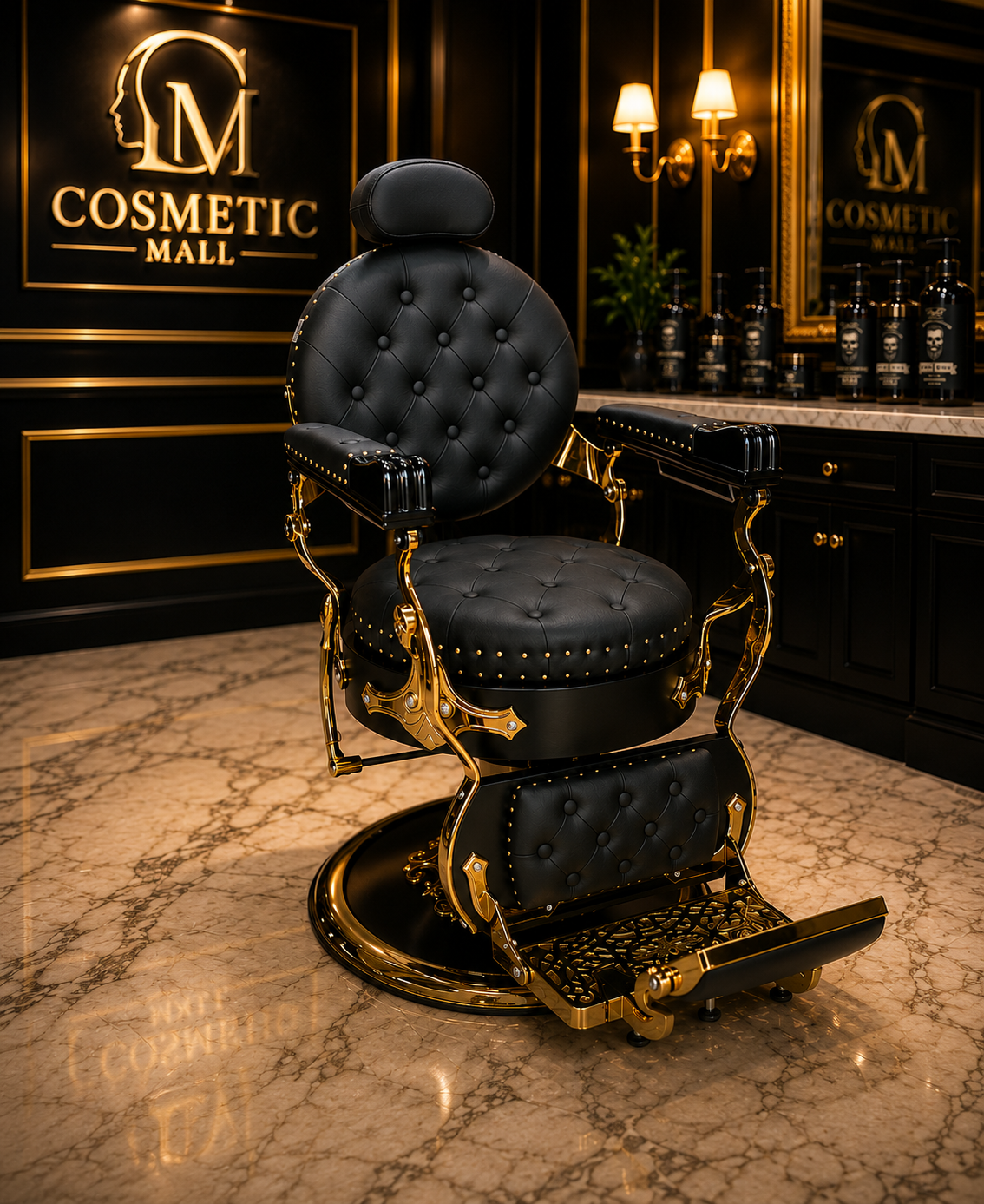 Perfect Active  BARBER CHAIR BLACK & GOLD LT858BG