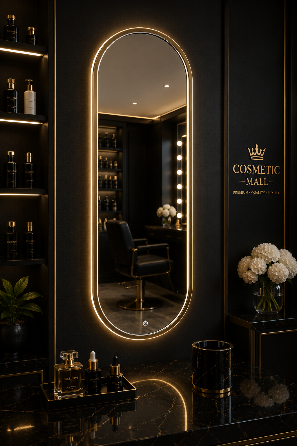 ELITE BEAUTY Salon Single Mirror Round Gold Frame HK-JT01