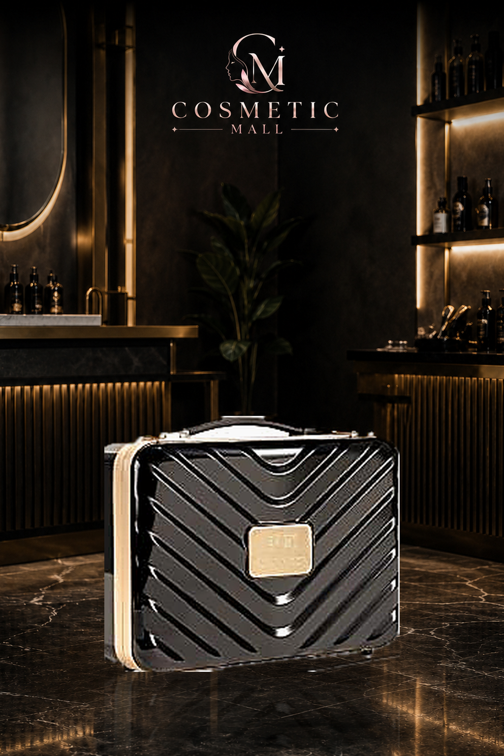 Portable Makeup Case With Light Mirror Black 290x220x90mm