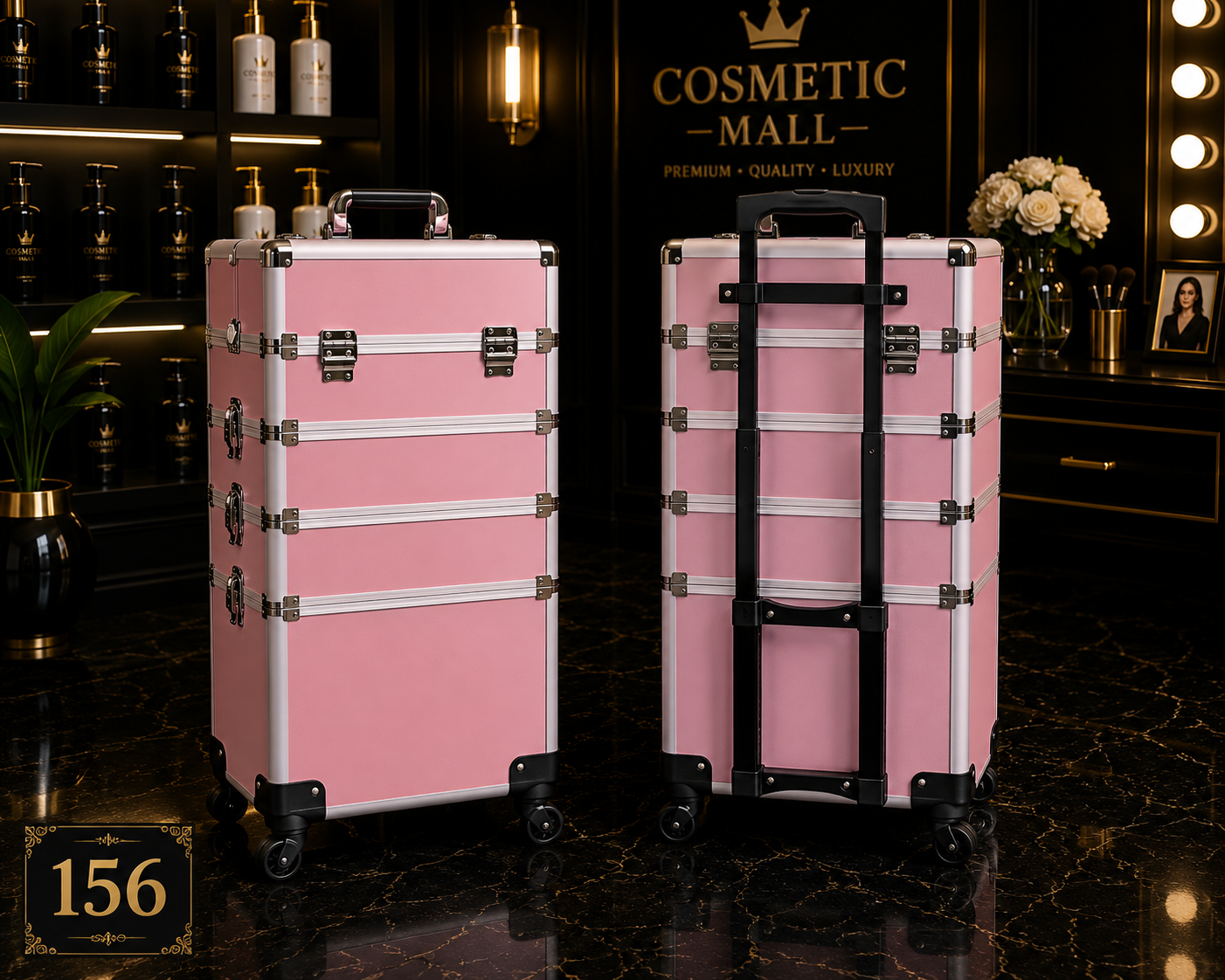 Makeup Case Trolley Abs Pink