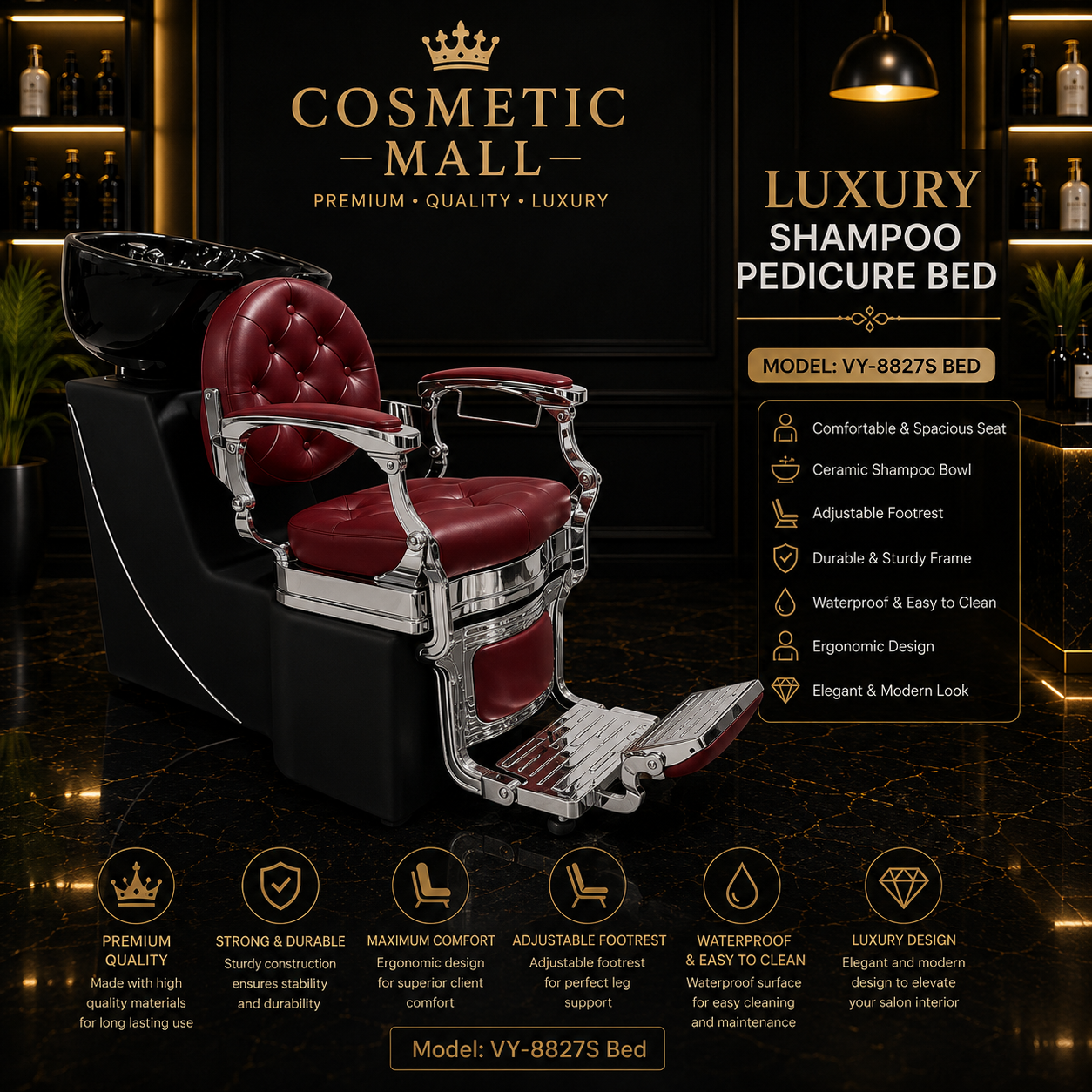 Luxury Shampoo Pedicure Bed – Model VY-8827S Bed