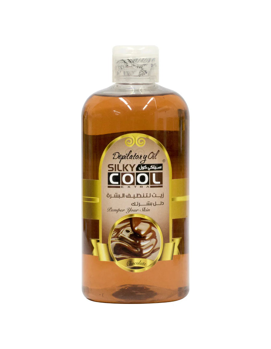 Silky Cool Chocolate Depilatory Oil 500ml – Post-Waxing Oil for Residue Removal, Skin Soothing & Nourishment