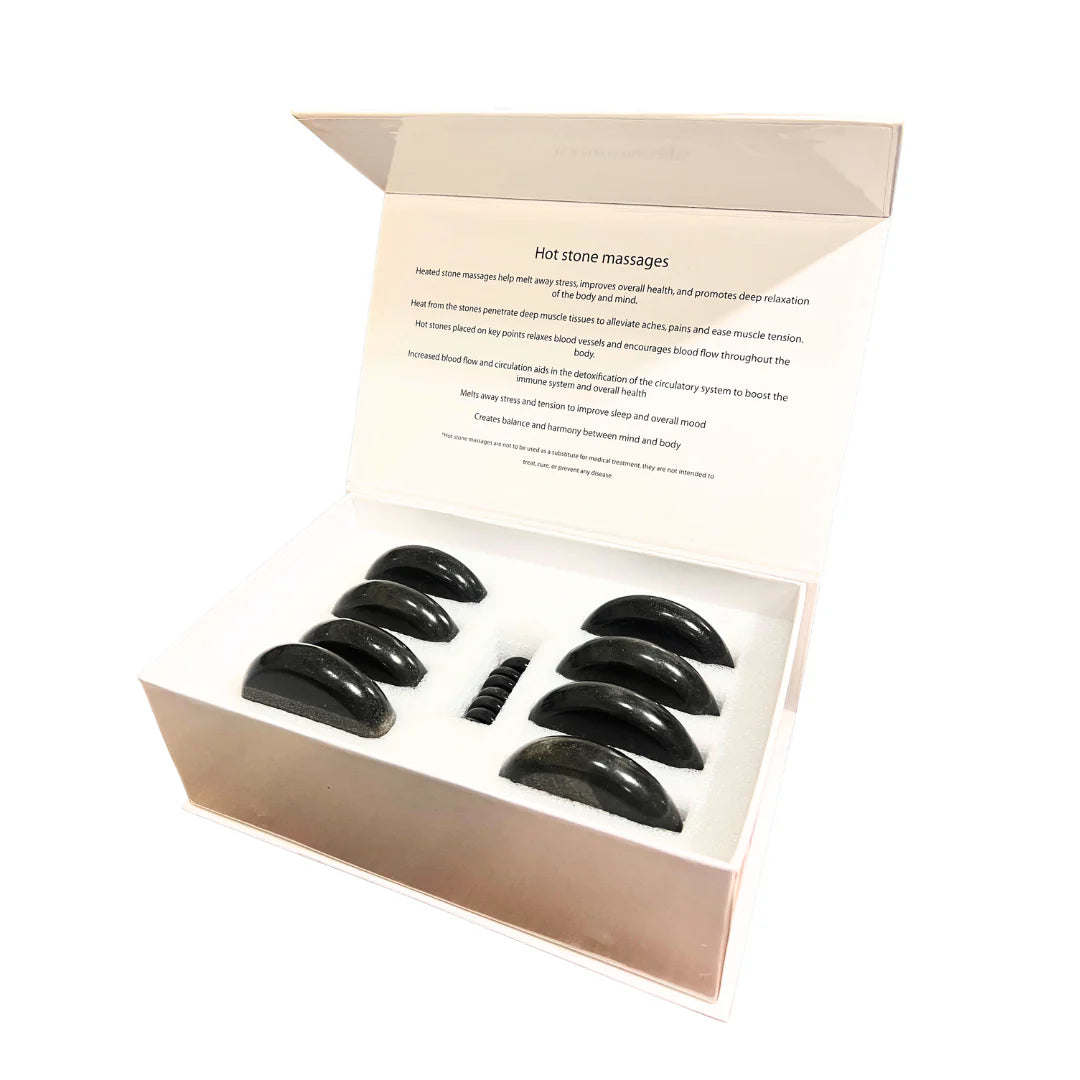 PERFECT ACTIVE  Massage Stone Set (16 Pcs) – Professional Basalt Stones for Hot Stone Therapy, Deep Tissue Massage, and Spa Treatments