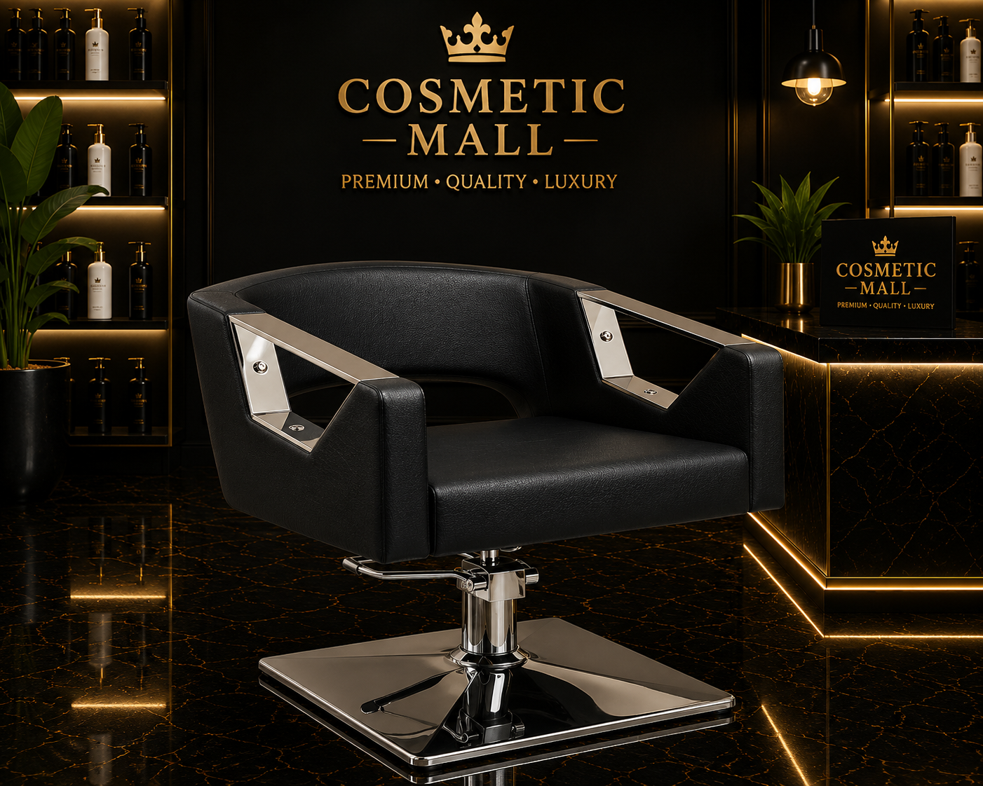 Perfect Active Professional Styling Chair Black with Silver Handle
