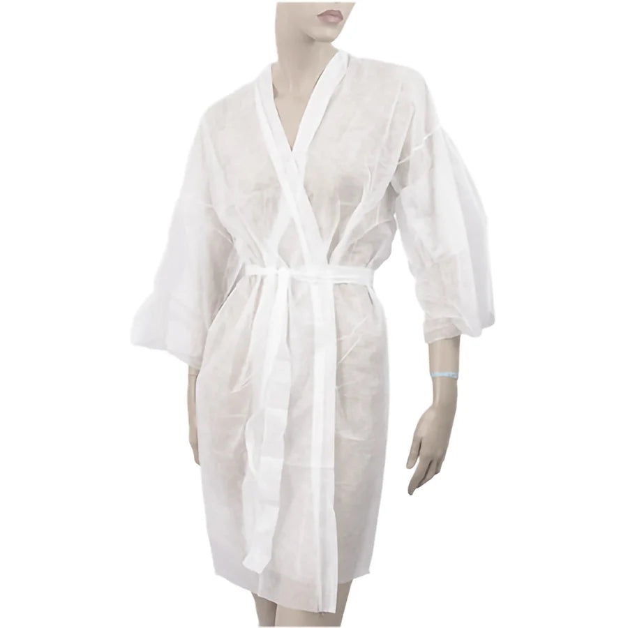 Disposable White Kimono Robe - Non-Woven (1 Pc)