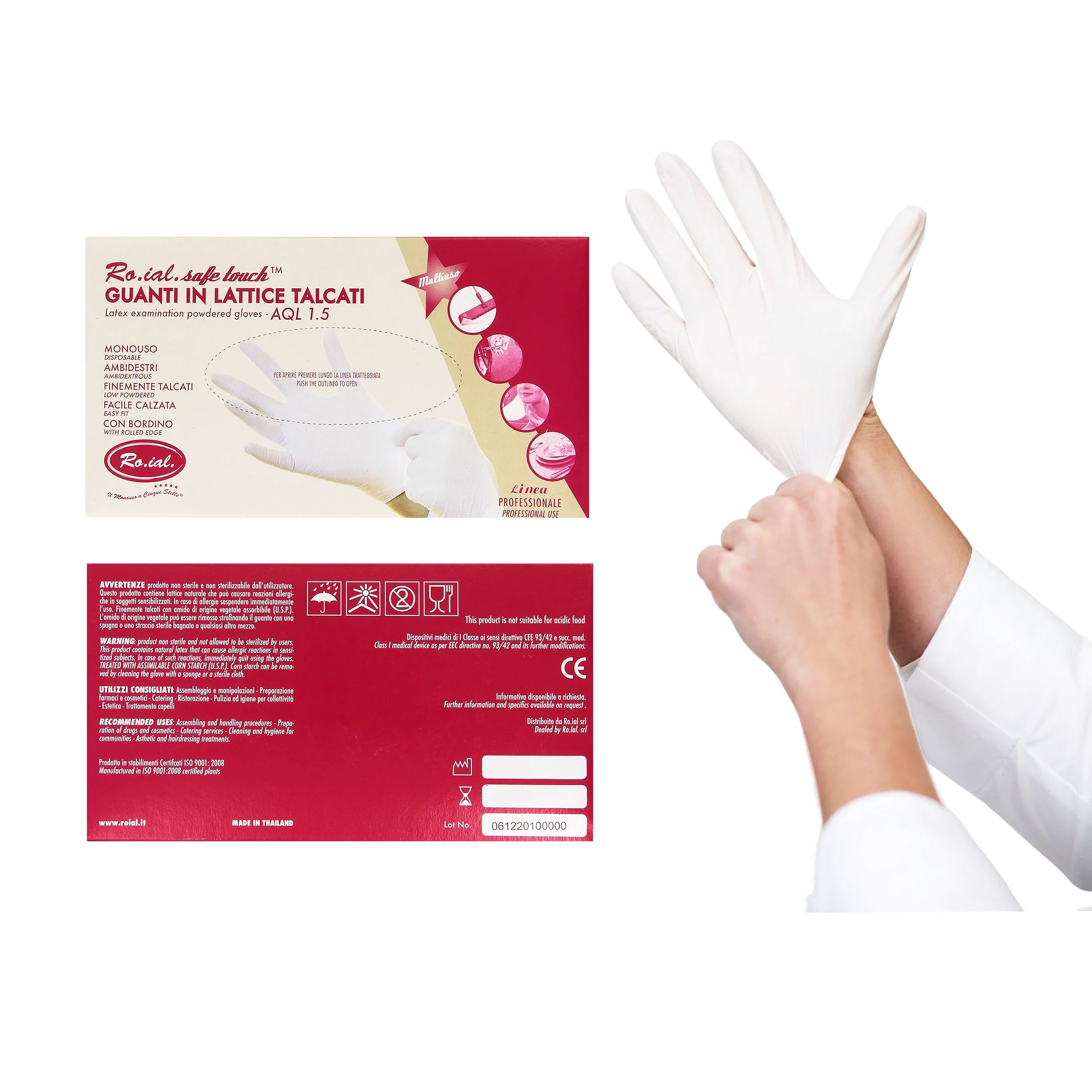 Roial Disposable Powdered Latex Gloves (S, M, L) Size, Non-Sterile Protective Gloves with Cornstarch for Cleaning, Food Prep & Hairdressing