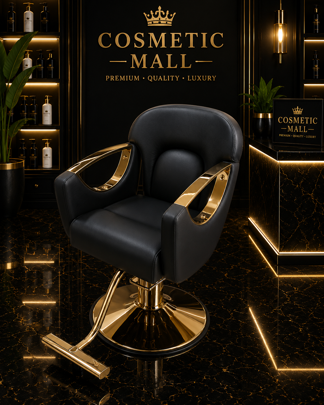 Perfect Active Professional  Styling Chair Black with Gold Handle