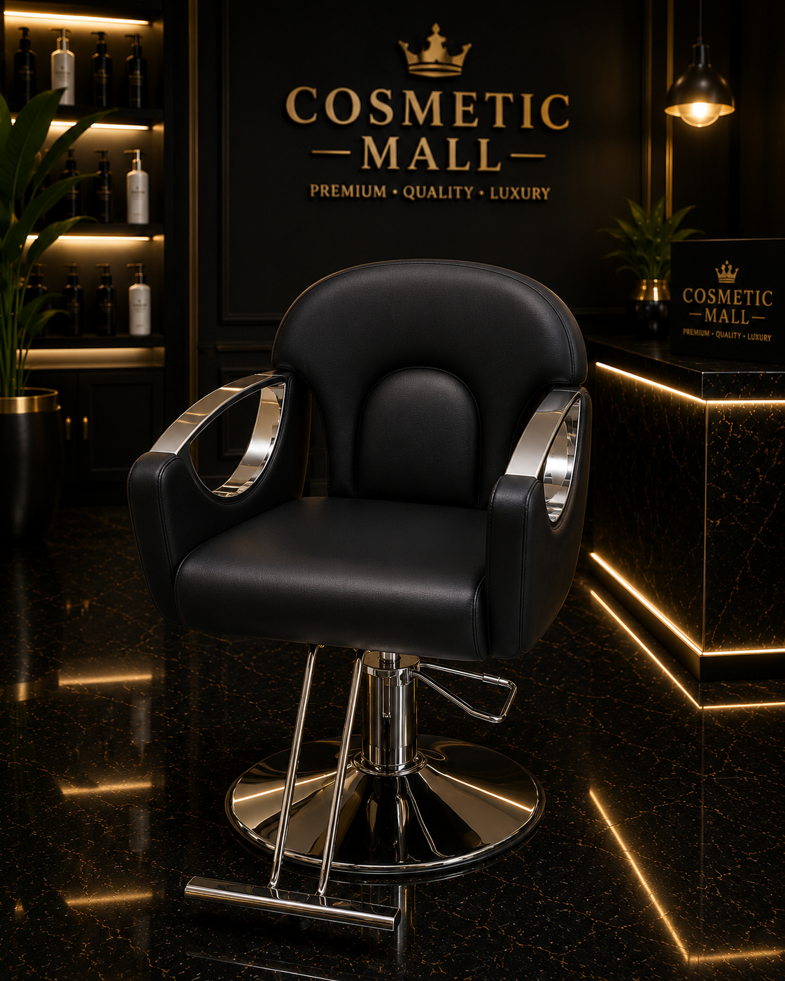 Perfect Active Professional Styling Chair Black with Silver Handle
