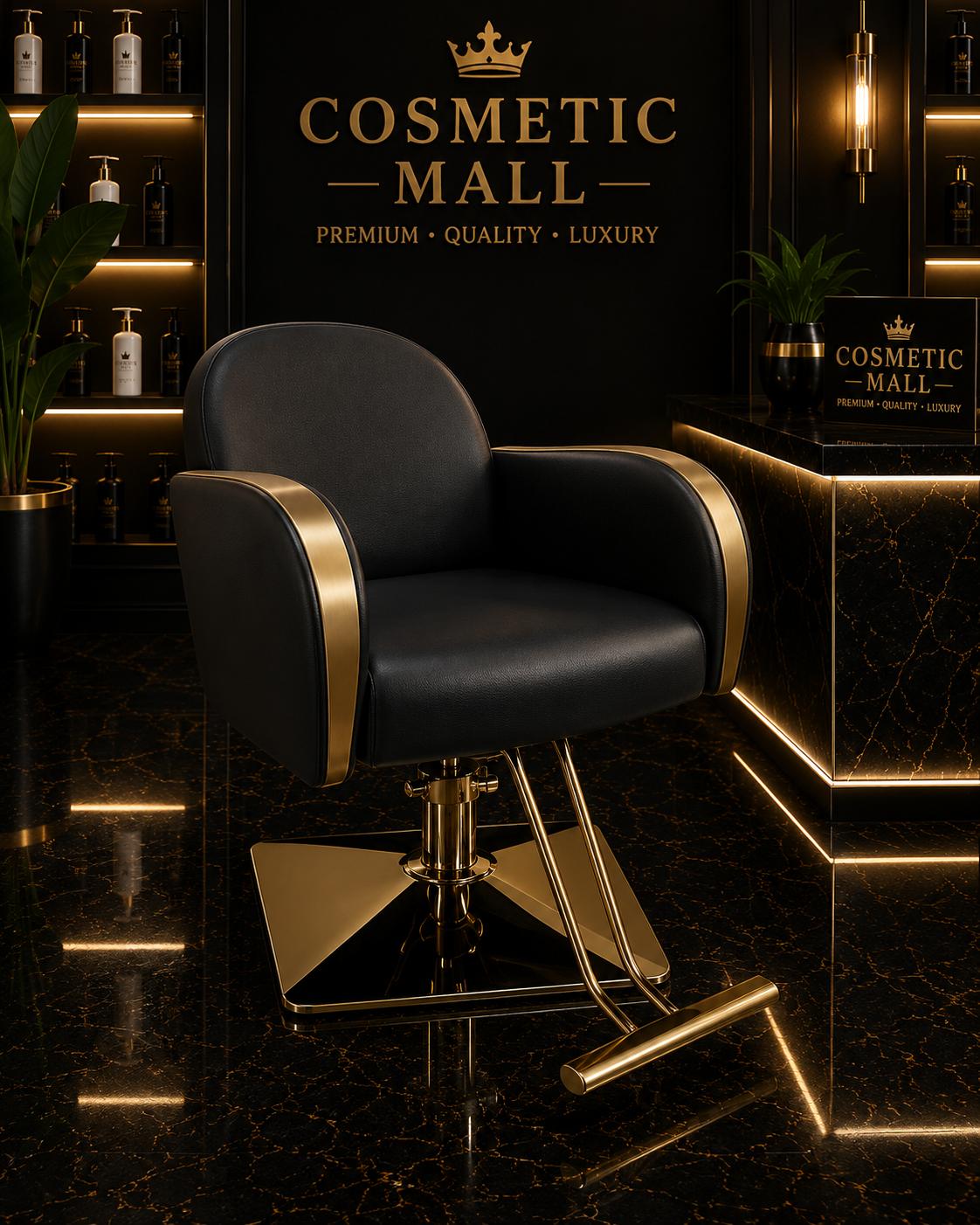 Perfect Active Professional Styling Chair Black with Gold