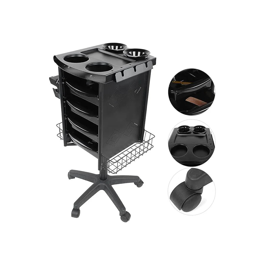 PERFECT ACTIVE-Trolley X31 Black Salon Trolley Multi-Layer Movable Hairdressing Cart