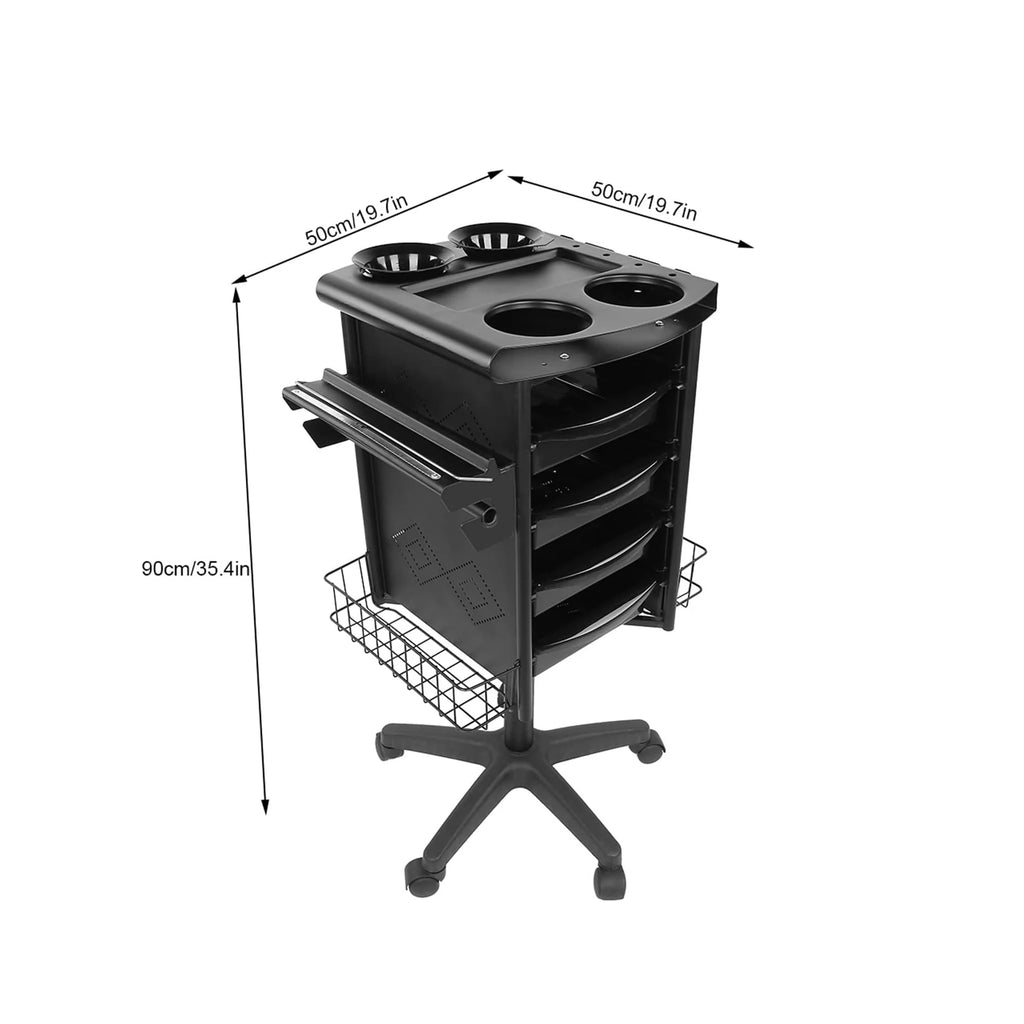 PERFECT ACTIVE-Trolley X31 Black Salon Trolley Multi-Layer Movable Hairdressing Cart