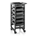 PERFECT ACTIVE-Salon Trolley 188 – Professional Rolling Hairdressing Cart with 5 Drawers, Side Tray & Tool Organizer – Black