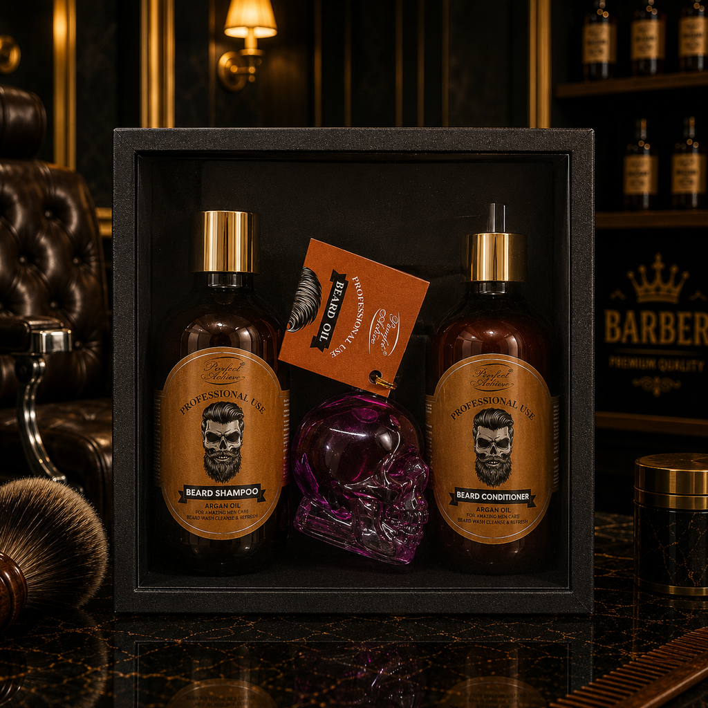 Professional Beard Care Gift Set with Argan Oil | Beard Shampoo, Conditioner & Beard Oil