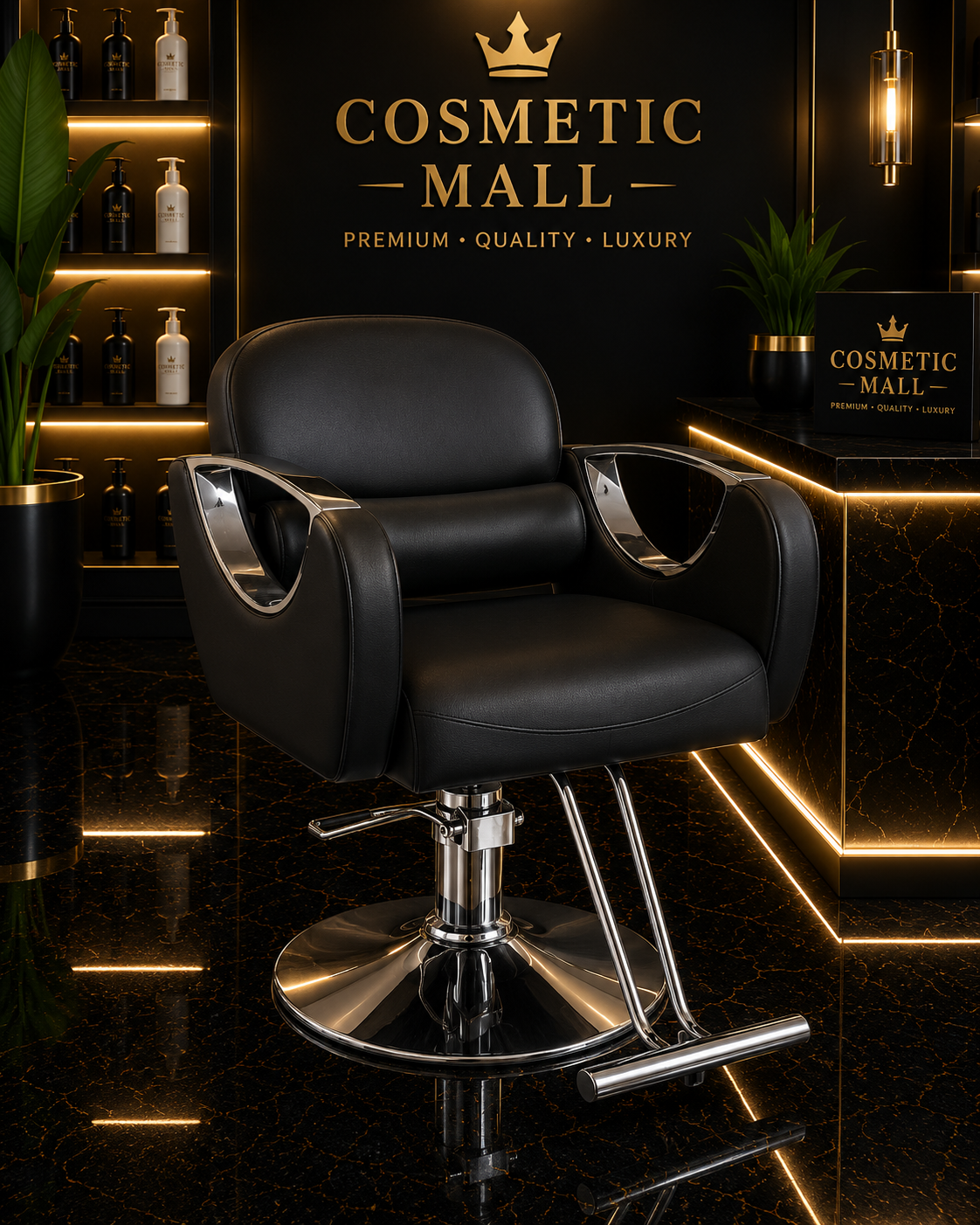 Perfect Active Professional Styling Chair Black with Silver Handle