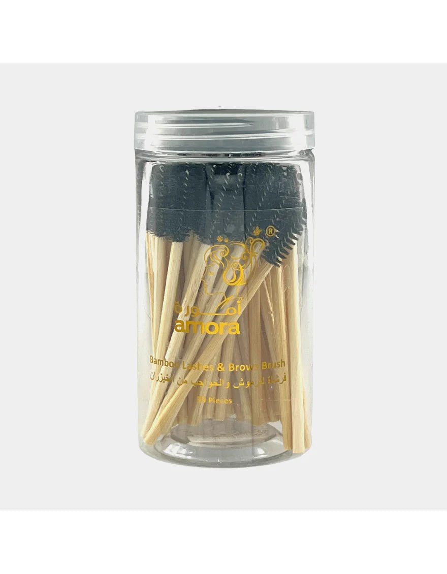 Amora Disposable Bamboo Eyelash Makeup Brushes - Pack of 50 - Eco-Friendly