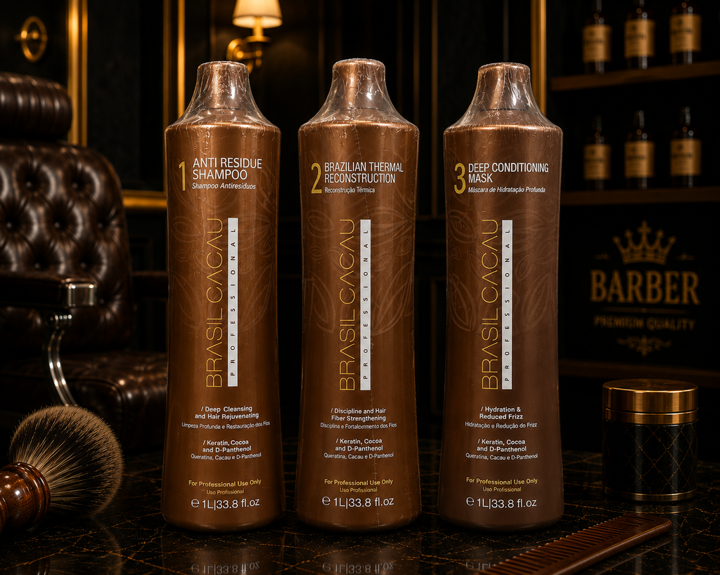 Brazilian Professional 3-Step Hair Reconstruction Treatment Set 3×1L | Anti-Residue Shampoo, Thermal Reconstruction & Deep Conditioning Mask