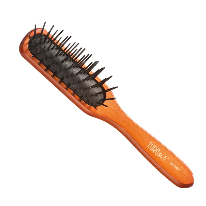 Eurostil wooden Hair Brush Paddle Cushion #00597- Effortless Detangling and Smoothing