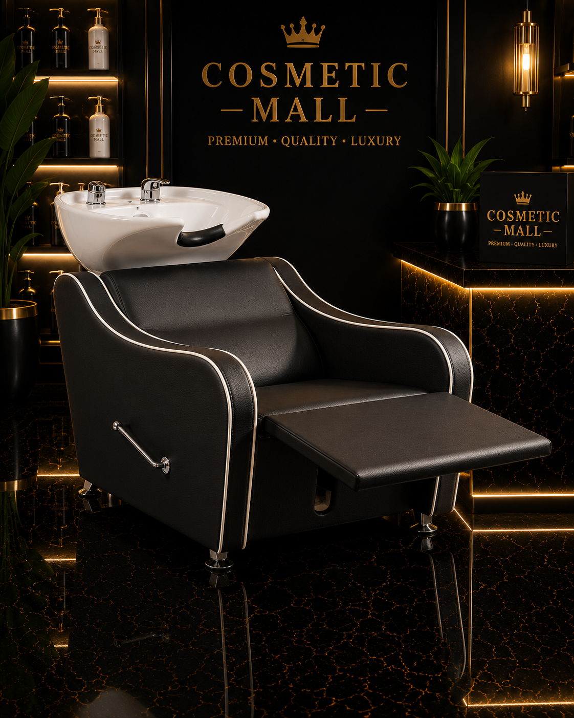 Perfect Active Professional Salon Shampoo Chair Black with White Basin
