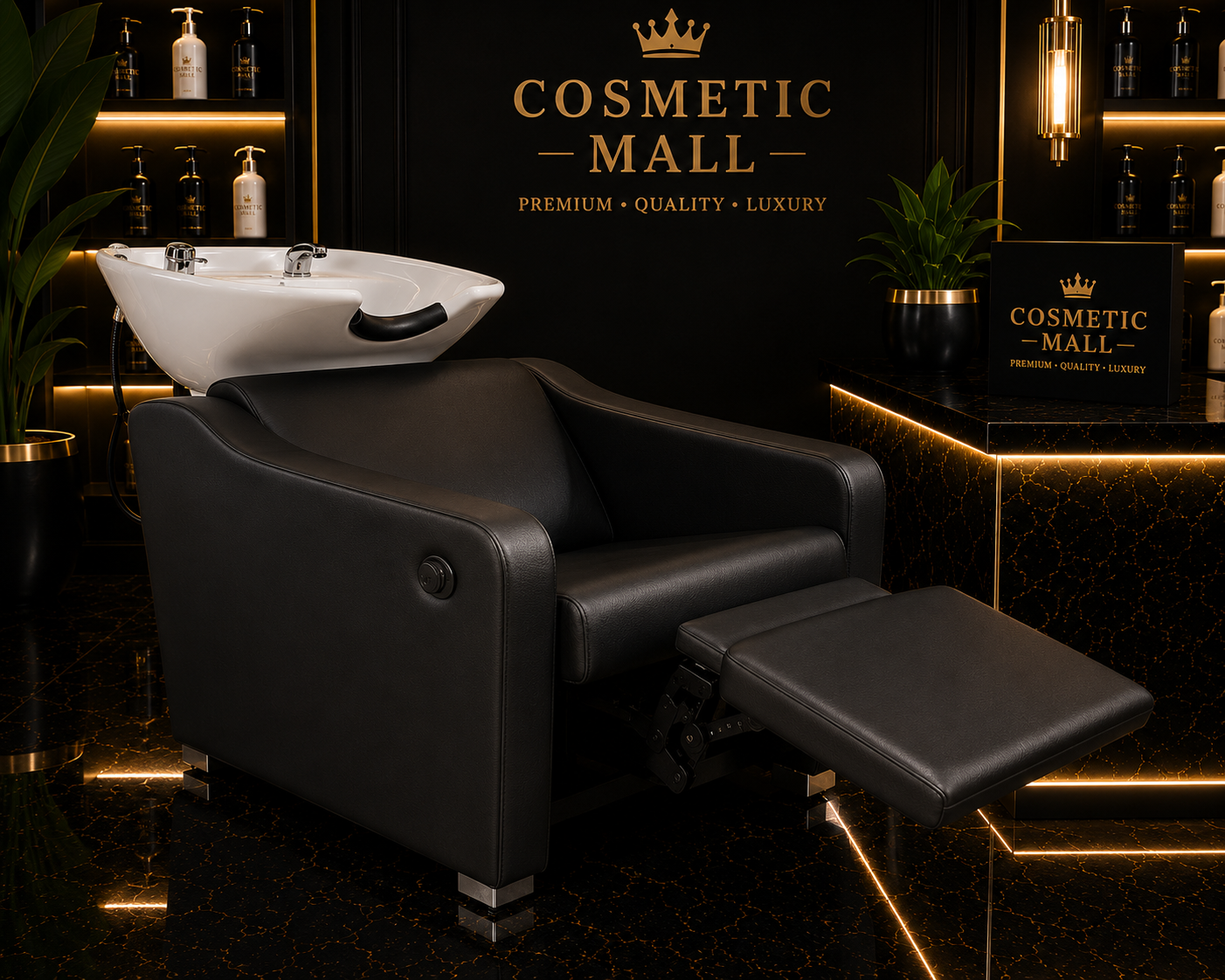 Perfect Active Professional  Shampoo Chair Black White Basin with Electrical foot rest