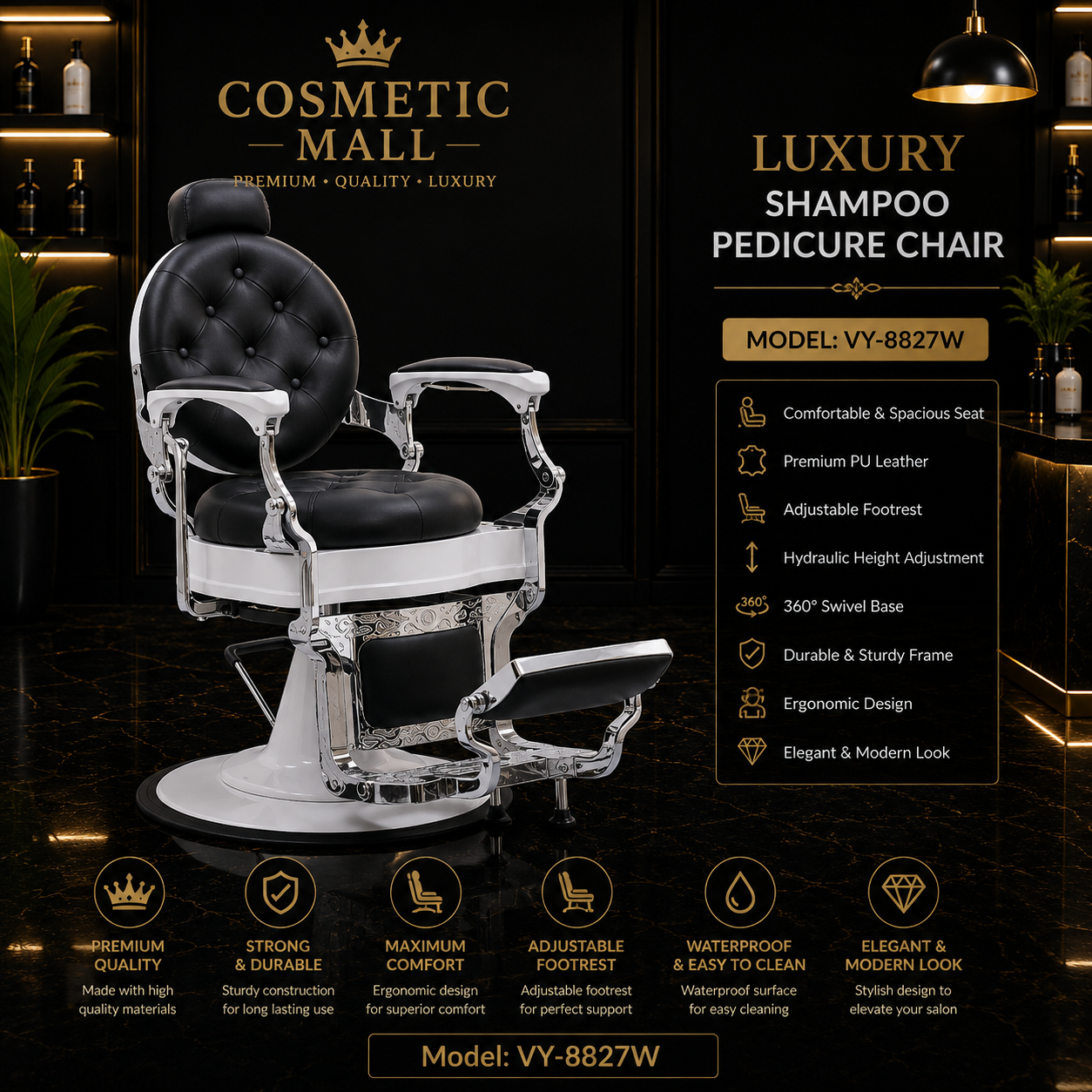 Luxury Shampoo Pedicure Chair – Model VY-8827W