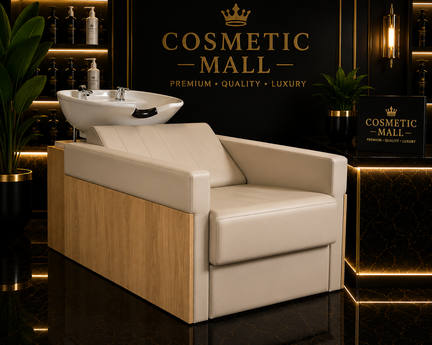Perfect Active Professional  Shampoo Chair Beige with White Basin