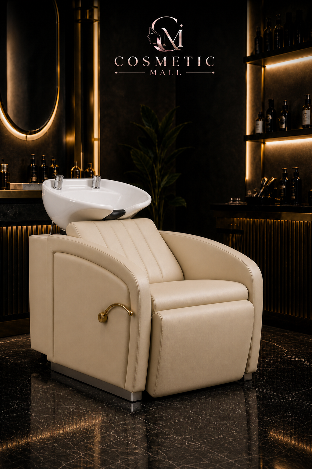 Perfect Active Professional  Shampoo Chair Beige with White Basin