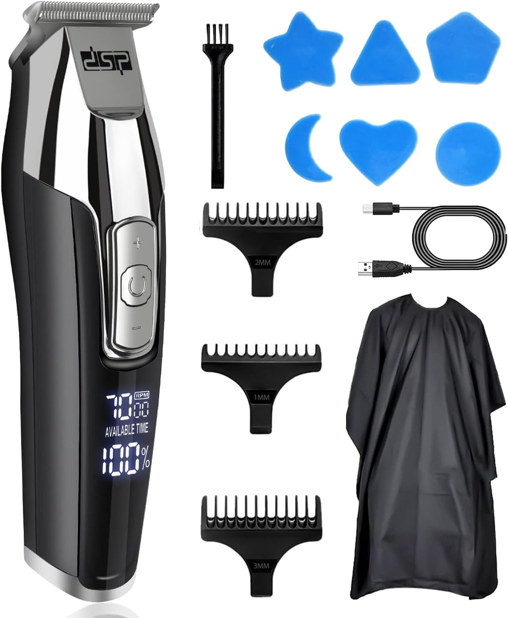 DSP T Liners Clippers For Men Electric Beard Trimmer Hair Clipper For Cutting Hair With LED Display