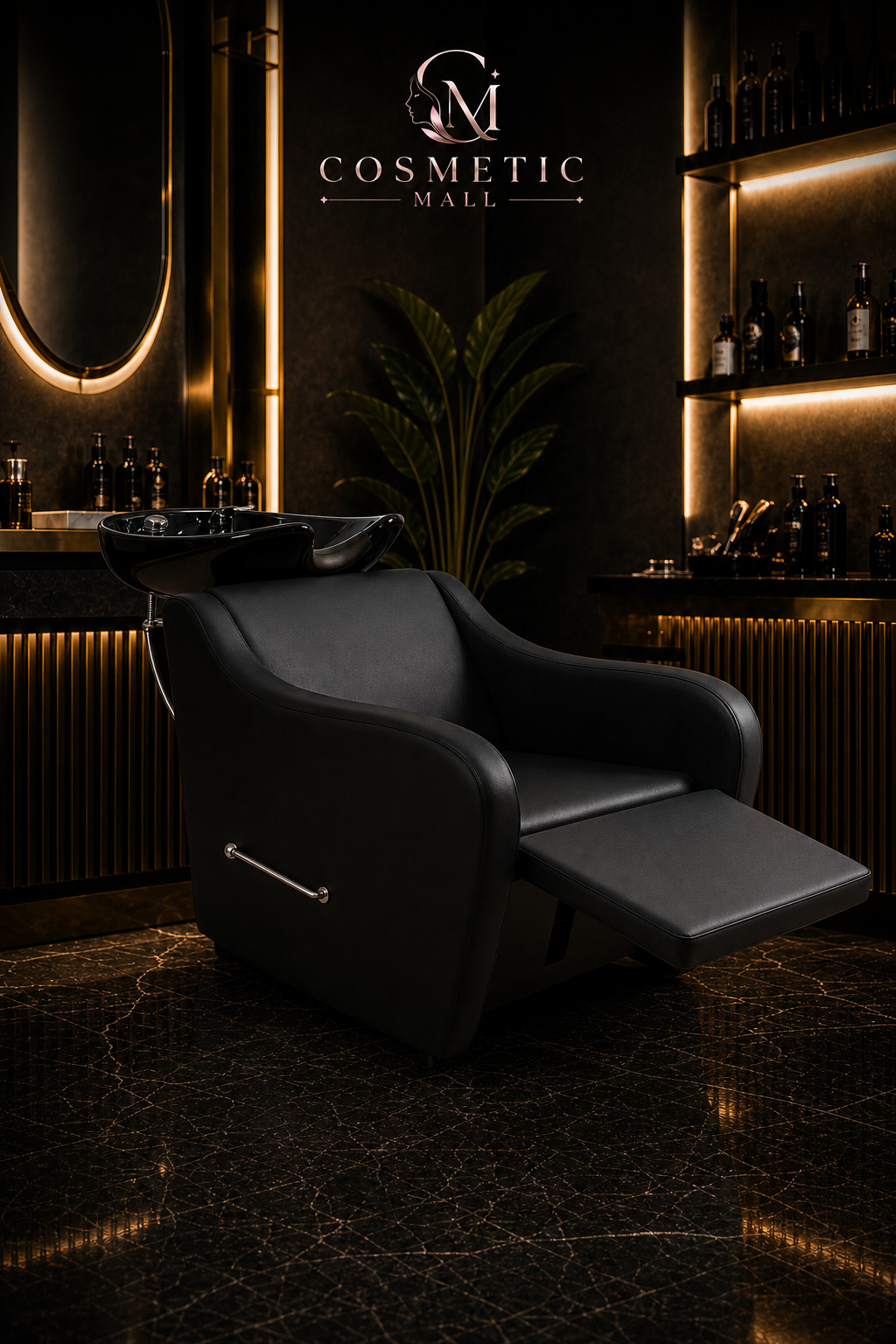 Perfect Active Professional EB Shampoo Chair Black with Foot Rest
