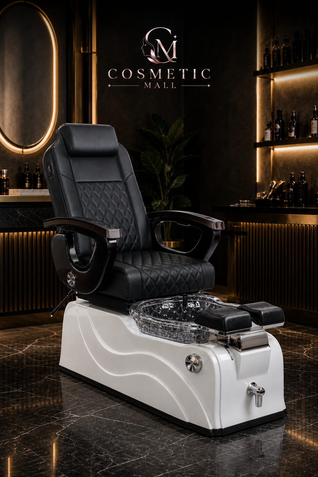 Perfect Active Professional EB Electric Salon Pedicure Chair Black with white base