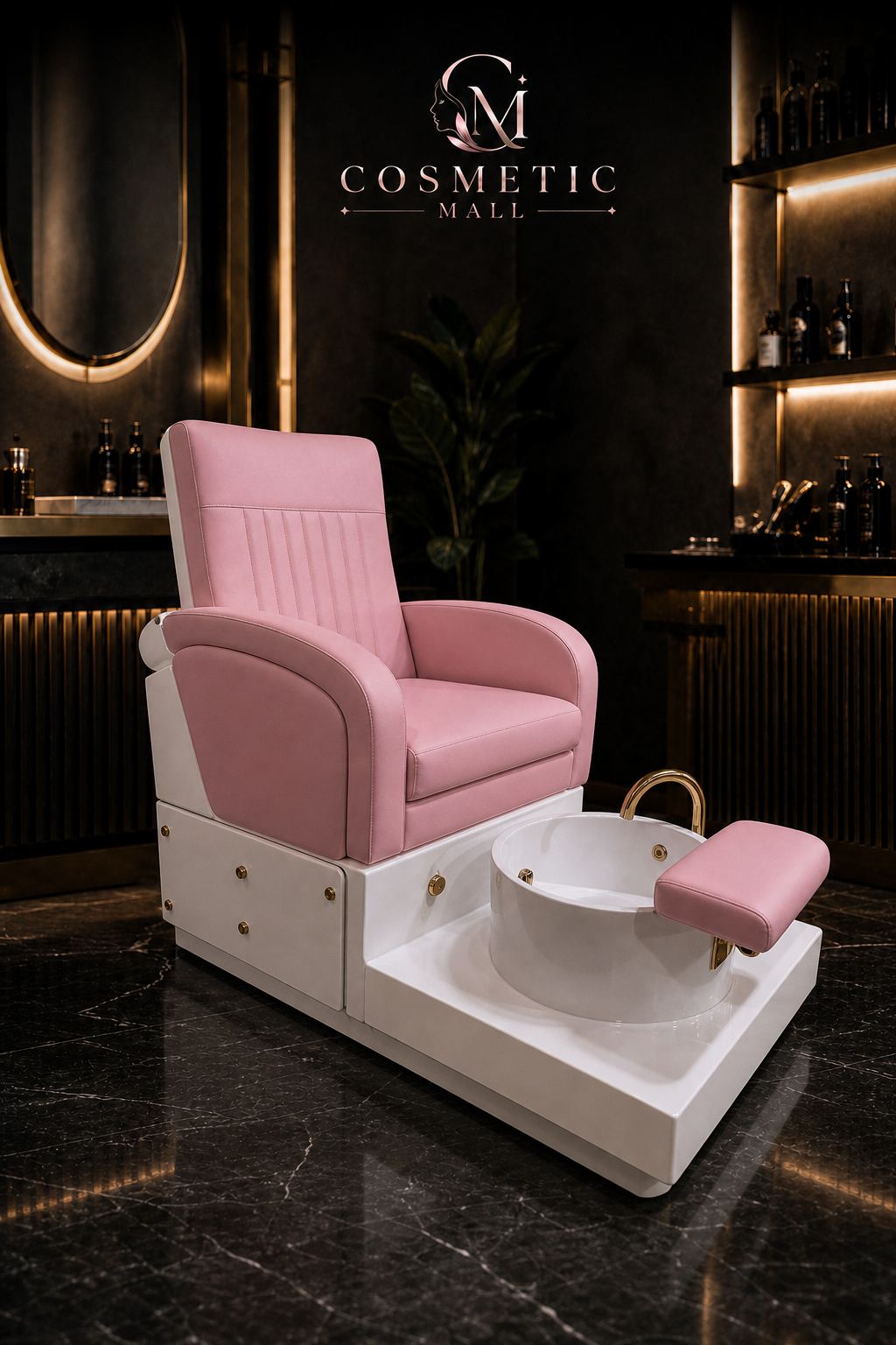 Perfect Active Professional Salon Pedicure Foot Massage Chair Pink with White Basin