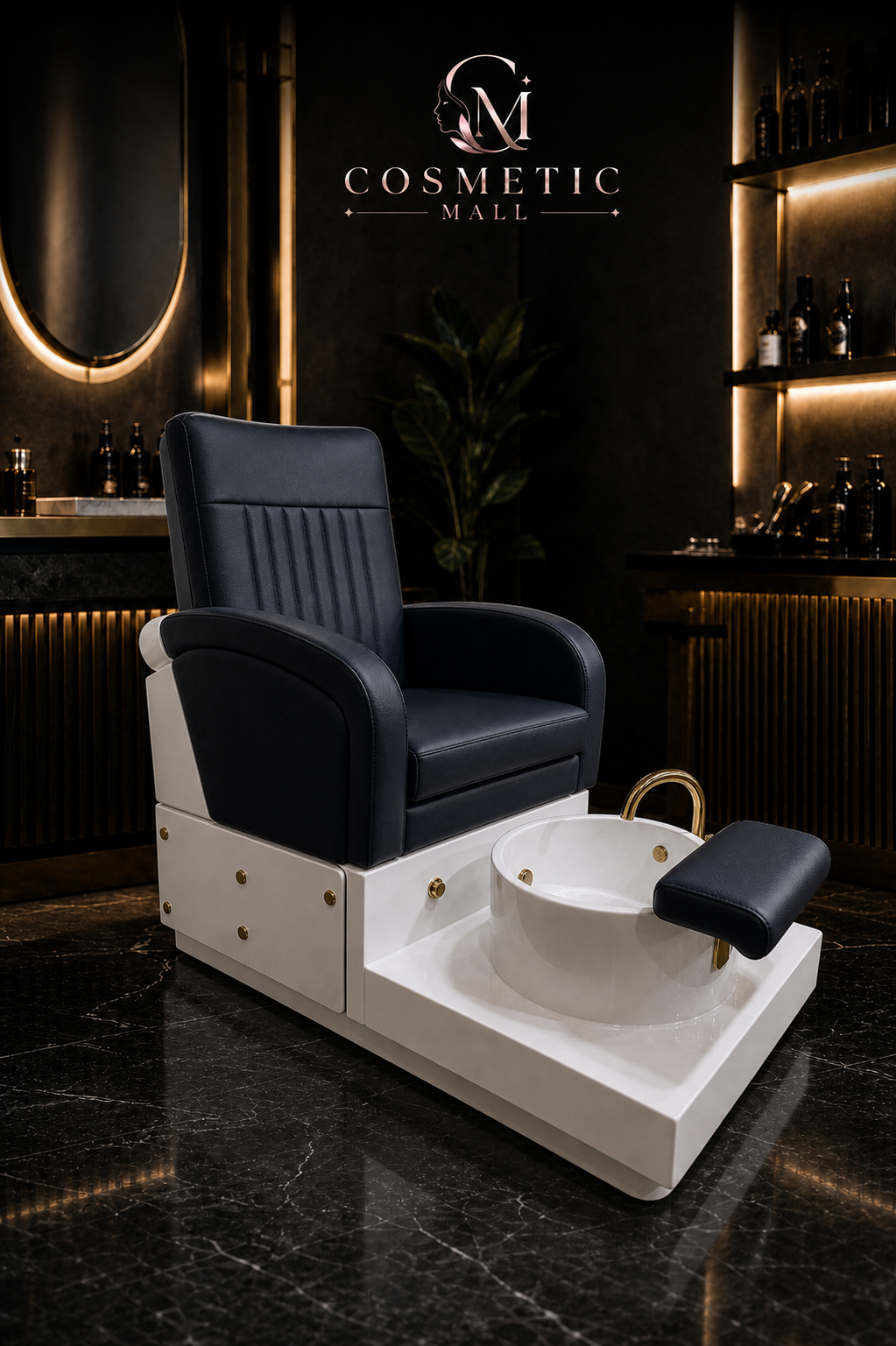 Perfect Active Professional Salon Pedicure Foot Massage Chair Black Fabric with Basin