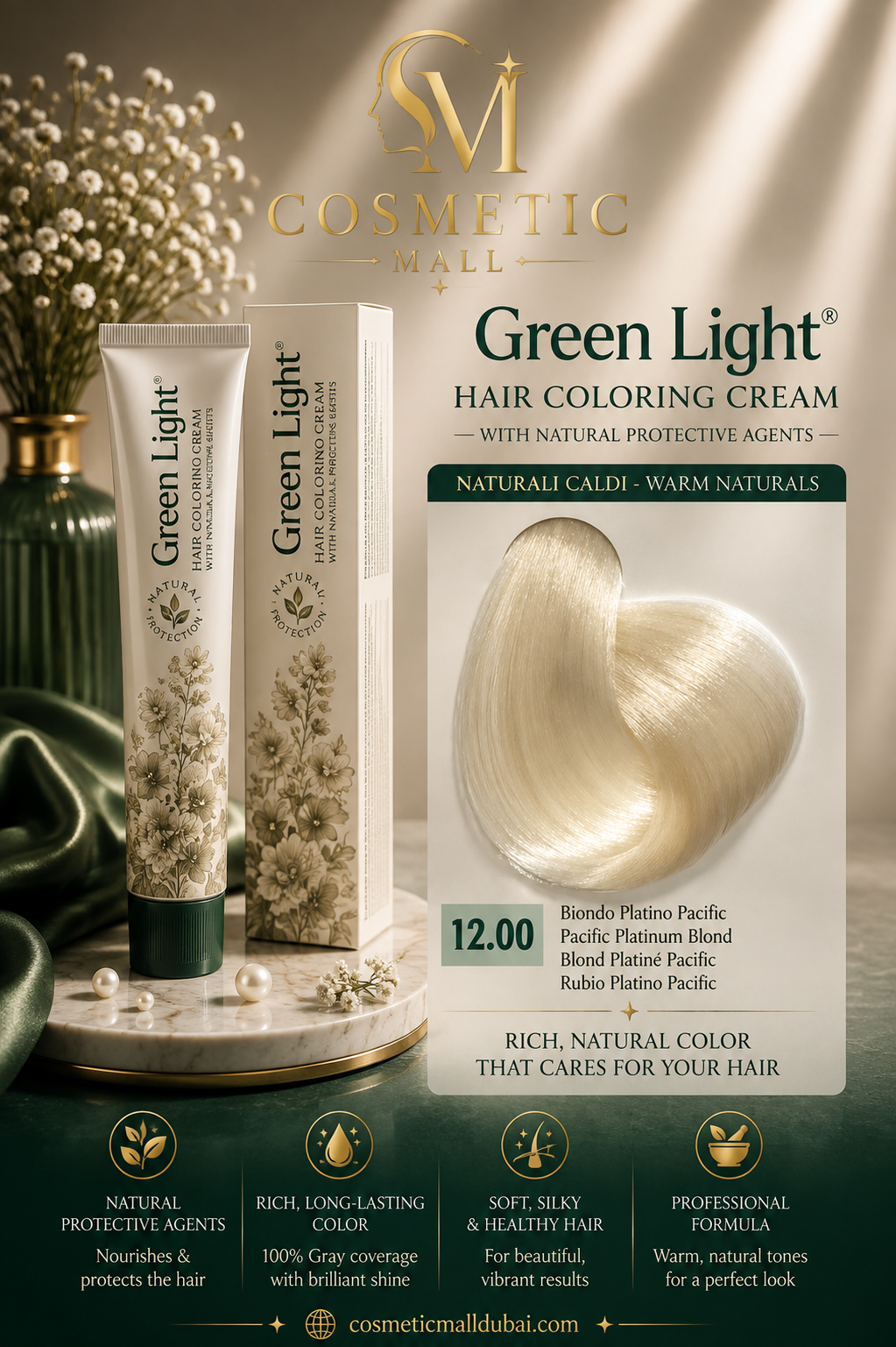 Green Light Hair Coloring Cream 12.00 Pacific Platinum Blonde | Professional Permanent Hair Color